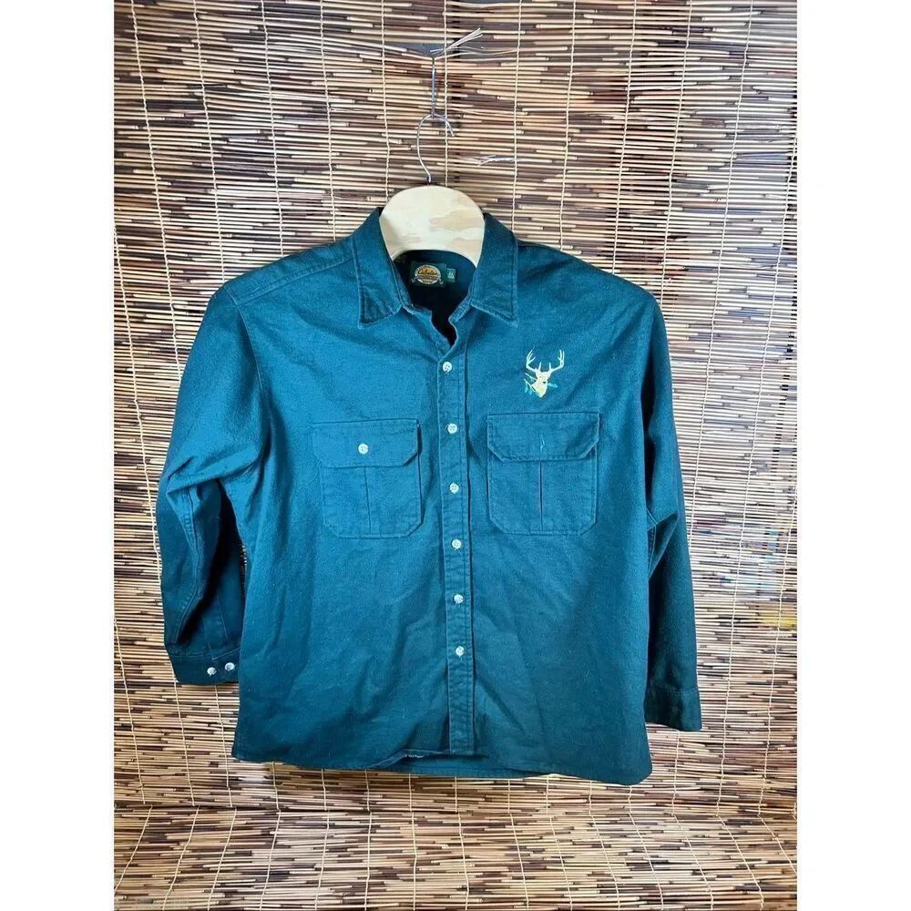 Cabela’s Vintage Cotton Heavy Flannel with Deer Buck Embroidered 2X button missi